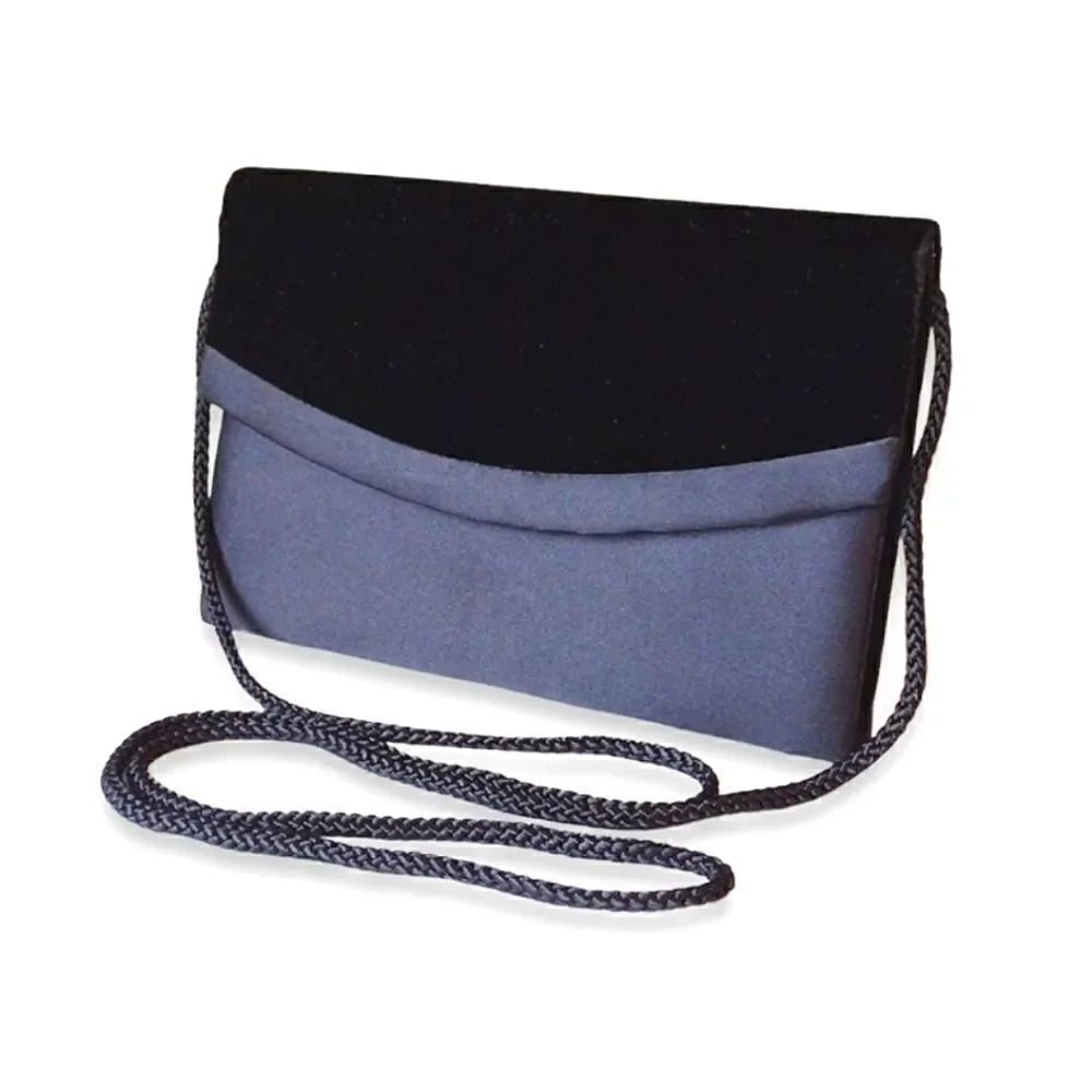 VTG Black Satin Velour Envelope Clutch with Braided Crossbody Strap